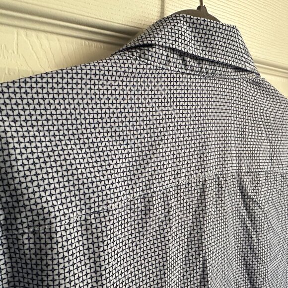 Men's Construct XXL Blue Geometric Print 4-way Stretch Button Up Shirt Flip Cuff - Picture 8 of 13